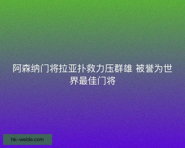 阿森纳门将拉亚扑救力压群雄 被誉为世界最佳门将